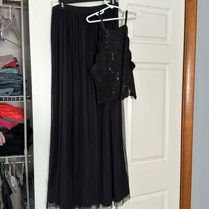 Maxi skirt 2-piece set with sequin crop top
